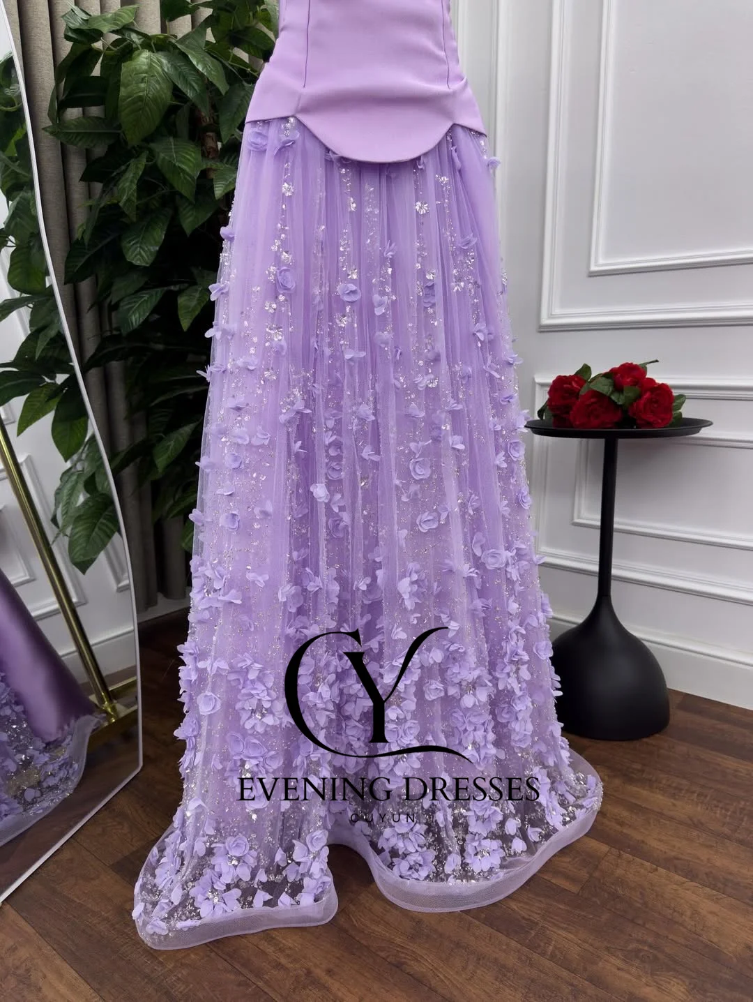 فساتين CUYUN أرجوانية فاخرة طويلة للحفلات الراقصة بدون حمالات من الدانتيل مخصصة للمناسبات الرسمية في دبي السعودية للنساء #6