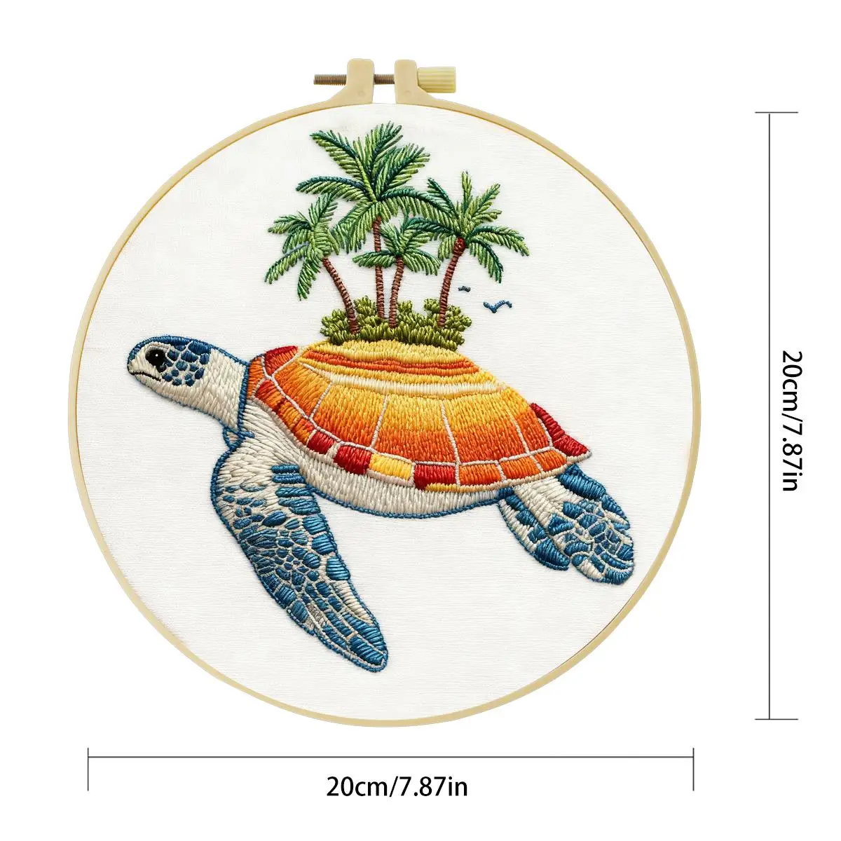 1 Stück 20X20CM/15X15CM 7,87/6,3 Zoll Tier - Schildkröten-Stickerei-Starter-Kit DIY-Kit DIY-Stickerei-Set Handarbeiten Nähkunst – Detail 4