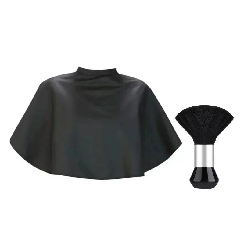 

Черная короткая квадратная водонепроницаемая накидка для стрижки и окрашивания волос — профессиональный парикмахерский инструмент с парикмахерской щеткой