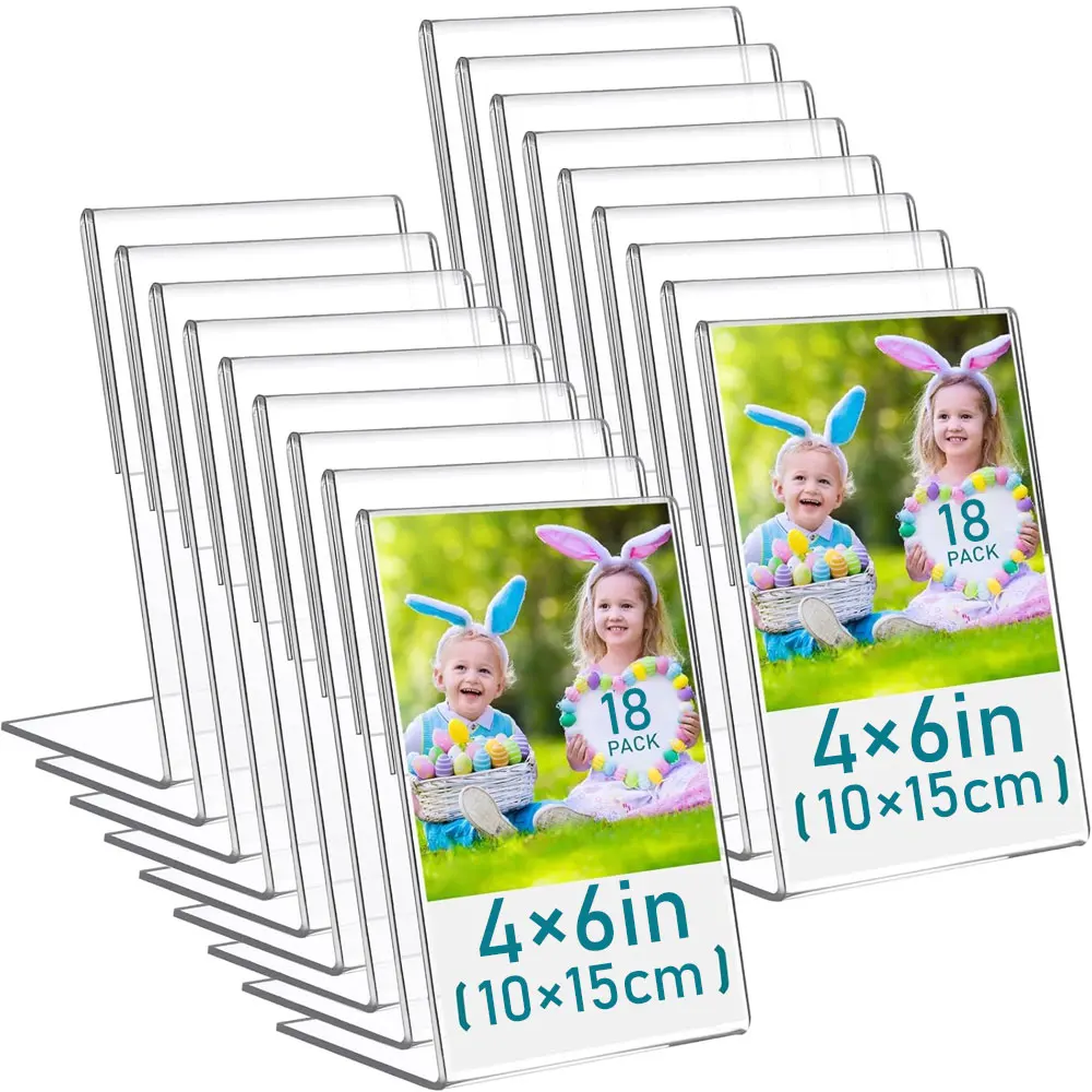Présentoir de bureau 18 pièces 4 × 6 pouces avec cadre en acrylique, adapté aux mariages, bureaux, restaurants et autres lieux.