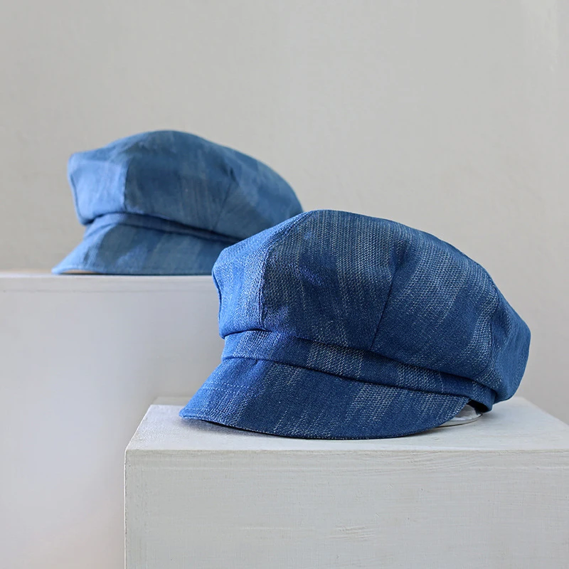 Berretto da donna ottagonale cappello da strillone Denim durevole accessorio primaverile per pittore autunnale all'aperto