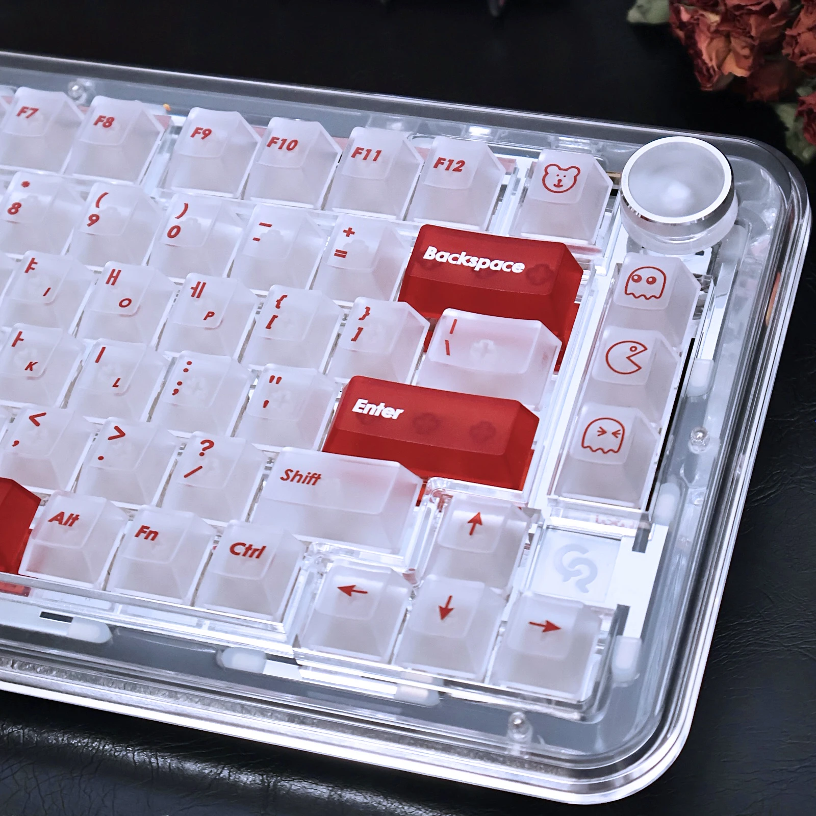 Keycaps Korean Russian Cherry Profile PC Matte Translucent Keyboard Caps 131Keys White and Red Frosted Transparent Hangul Keycap