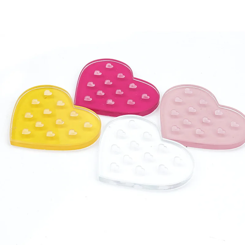 Eyelash Extension Pallet Crystal Glass Heart Shaped False Eyelashes Stand Holder Transparent Glue Tray Makeup Accessories