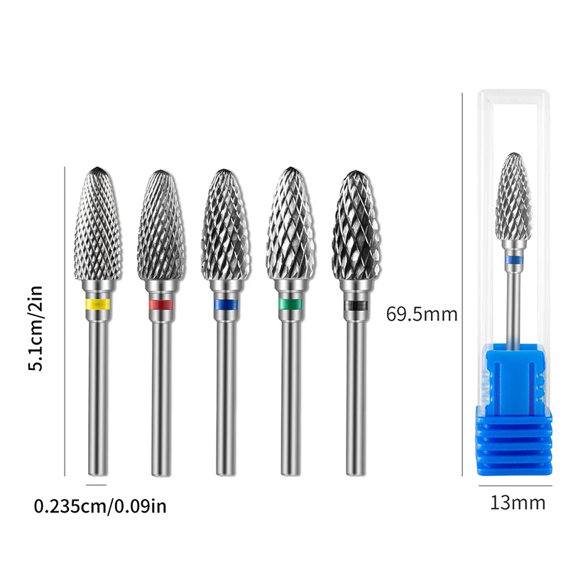 Brocas de acero de tungsteno para manicura y pedicura, cabezal de pulido, lijadora, herramienta de pulido de cutícula eléctrica dorada