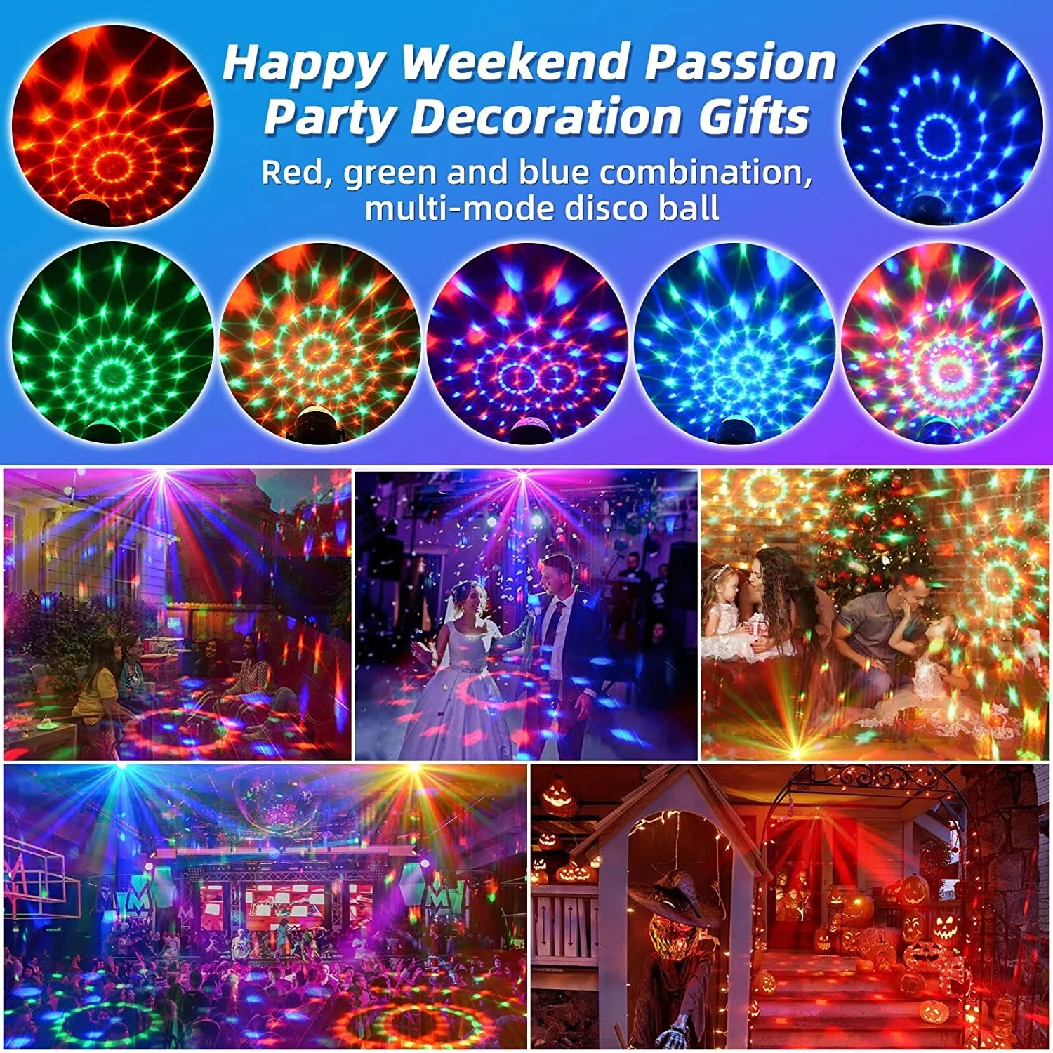 Luz de bola de discoteca led ativada por som rgb com controle remoto rotativa lâmpada de palco dj para casa carro festa clube decoração de natal