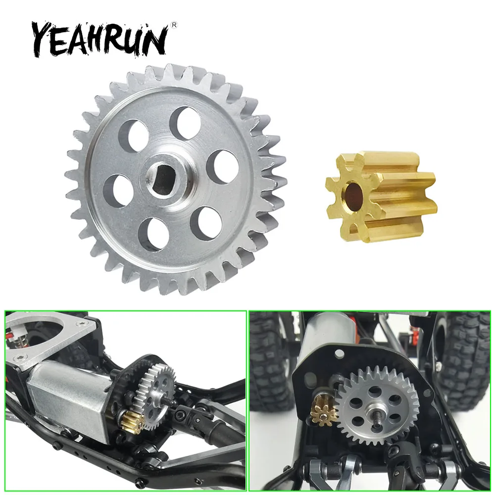 YEAHRUN Metallgetriebe-Zahnradsatz 0,5 Modul 8T & 32T für Axial SCX24 Deadbolt Wrangler Gladiator Bronco 1/24 RC Crawler Autoteile