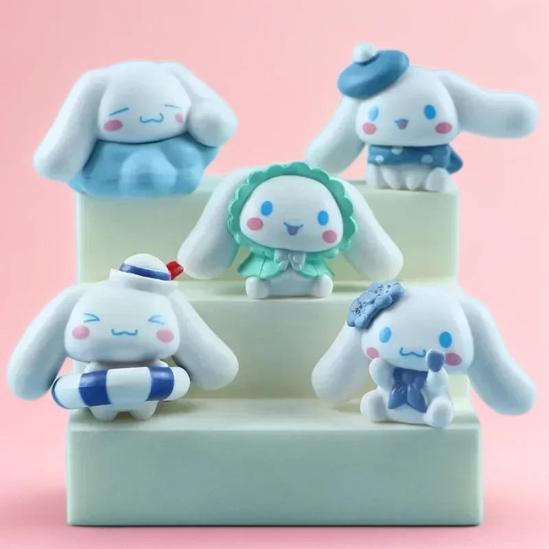 

5Pcs Sanrio Dolls Toy Cinnamoroll Anime Action Figures Kuromi Q Figurals Car Desk Decoration Models Kid Birthday Christmas Gifts