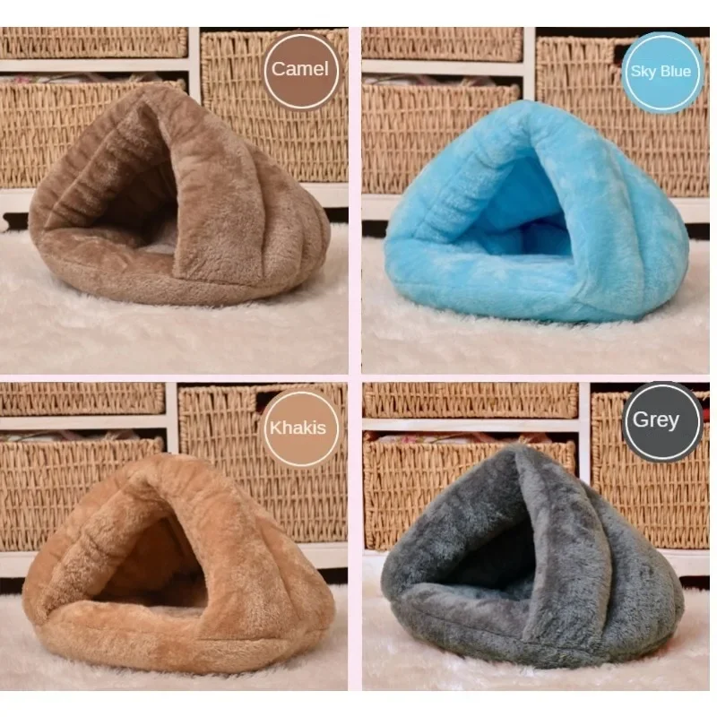 Winter Warm Triangle Cat Nest Slippers Pet Dog Nest Cat Dog Mat Thickened Sleeping  Bag Mongolian Bag  Nest New Pet Nest Cat Dog