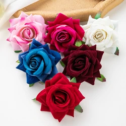 100PC 6CM Artificial Flowers for Scrapbook Christmas Home Decor Wedding Garden Rose Arch Fake Silk Flannel Wholesale Candy Box