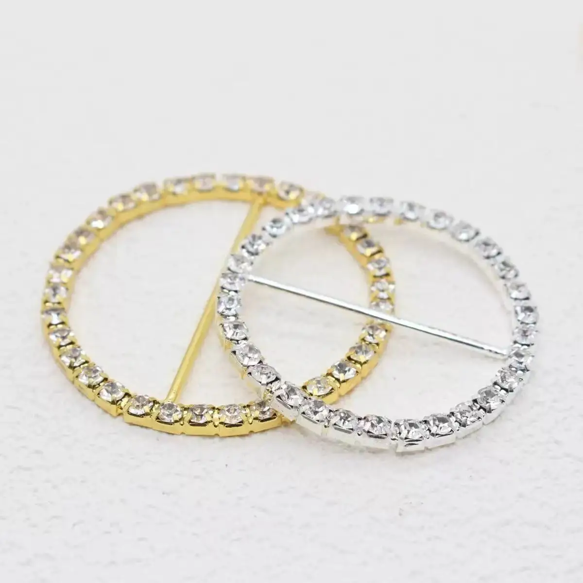 10pcs rhinestone buckle big round for wedding invitation card 40mm innner bar