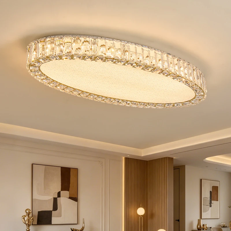 K9 Crystal Ceiling Light Flush Mount Dimmable 3 Color Remote LED Modern Minimalist Luxury for Living Dining Room Bedroom Kitchen
