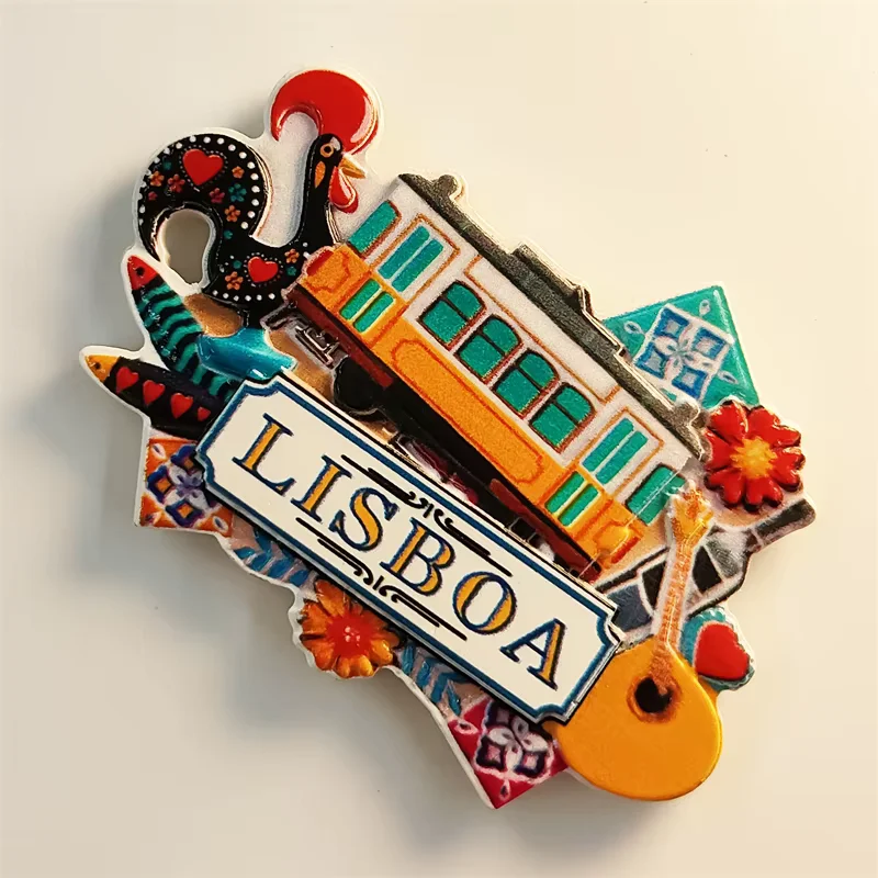 البرتغال، الليسبون، الحافلة، الديك، مجسمة ثلاثية الأبعاد، هدايا تذكارية للسياحة، لوحة الراتنج، ديكور المنزل، مغناطيس الثلاجة