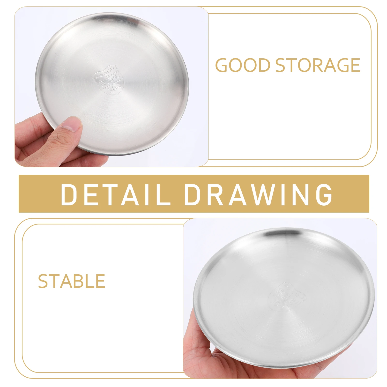 

Stainless Steel Food Plate Snack Tray Safe Easy Cleaned Suitable Storage Cakes Salads Candy BBQ Picnic Family Gathering