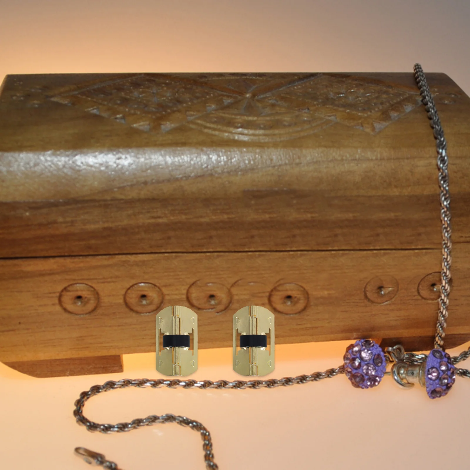 

10Pcs Small Wooden Box Hinges Spring Loaded Decorative Jewelry Box Mini Metal Replacement Craft Hinges
