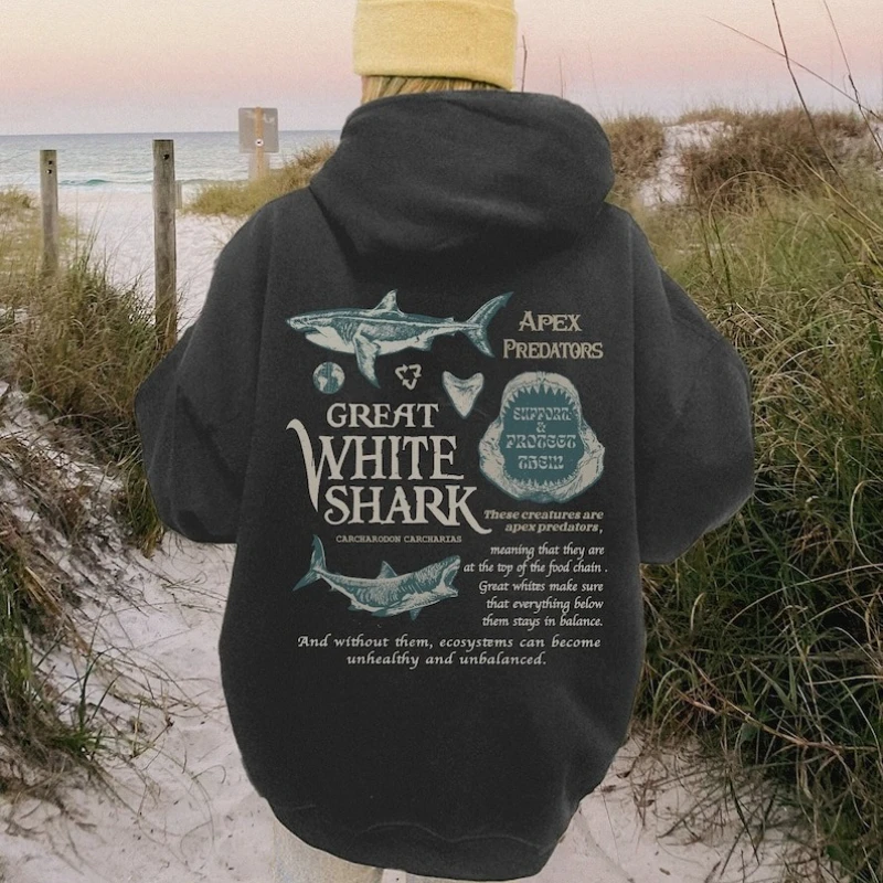 Great White Shark Hoodie Shark Sweatshirt Shark Conservation Hoody Marine Biologist Hoodie Unisex Shark Winter Clothes Women