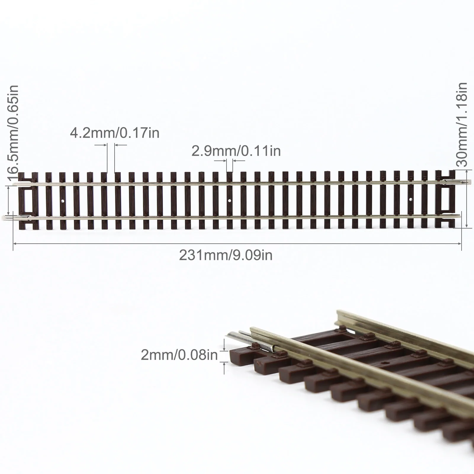 Evemodel 6pcs HO Scale 1:87 Railroad Tracks with Sleeper Copper–nickel Rails Curved Straight for Model Trains