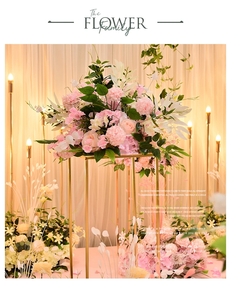 Wedding Table Centerpieces Artificial Flower Ball Rose Pompom Greenery Party Event Stage Road Lead Wedding Props Bouquet