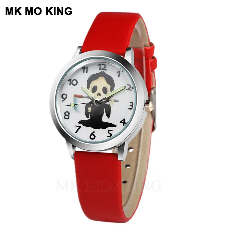 

Casual Brand Children Quartz Leather Boy Girl Clock Fashion Skull Cartoon Halloween Watch Gift Classic Digital Watch Relojes