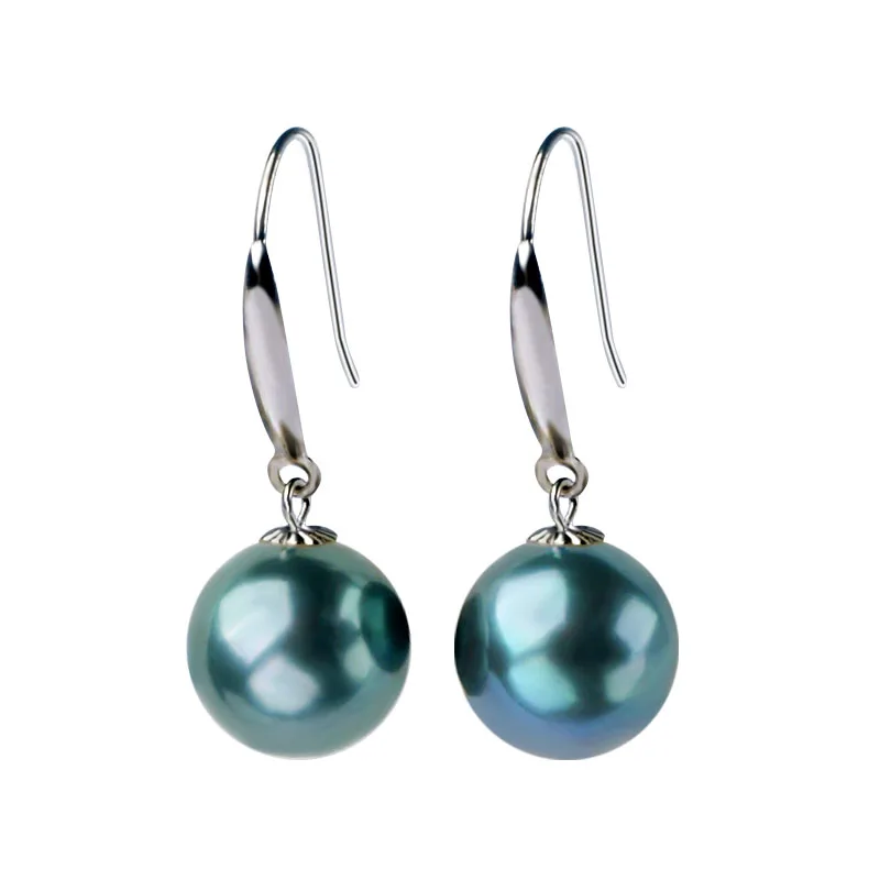 

XF800 New Real 18K Gold Earrings Drop Fine Jewelry Natural Tahitian Pearls Round AU750 Party Gift For Women E562