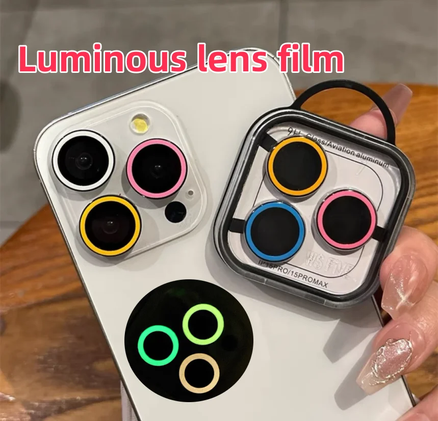 Luminous Camera Lens Protector for IPhone 15 14 16 Pro Max 14 15 Plus Protective Glass for IPhone 12 13 Mini Camera Lens Glass