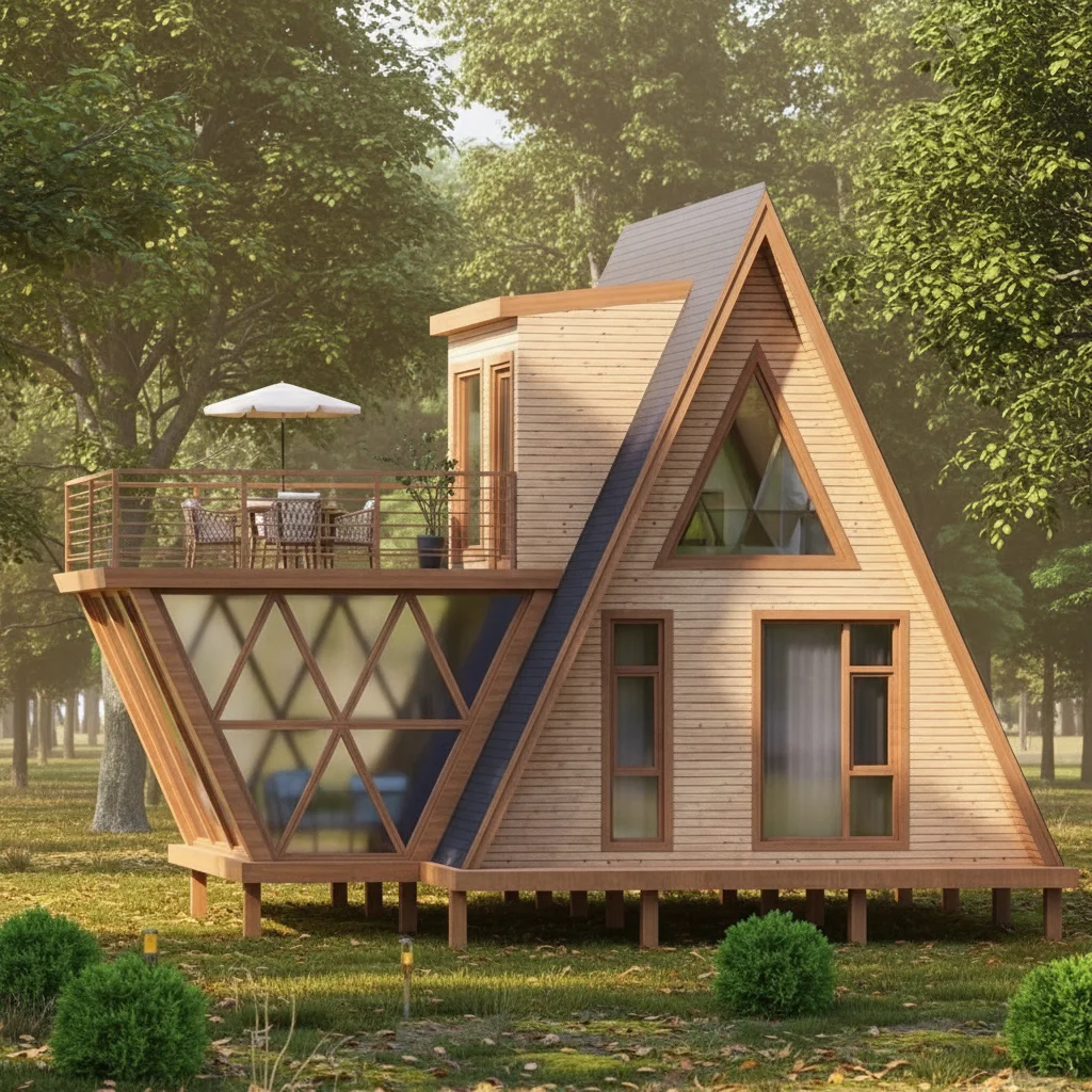 Hot Sale Prefab House 2 Bedroom Modular Prefabricated Houses Light Steel Frame Modern Triangular-Shaped Villas Mobile Home