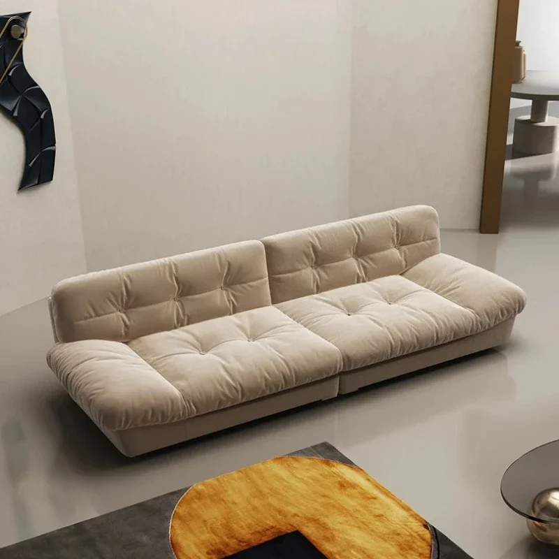 JJ Italian modern light luxury/imported matte leather straight row cloud sofa/all genuine leather