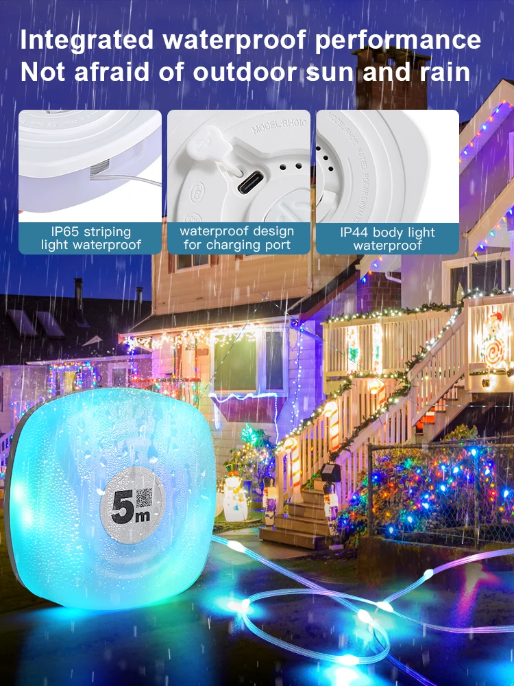 ANONYME LED Night Light RGB Outdoor Camping Strip Light Waterproof Smart APP Rechargeable Decor Atmosphere Lamp for Party Room