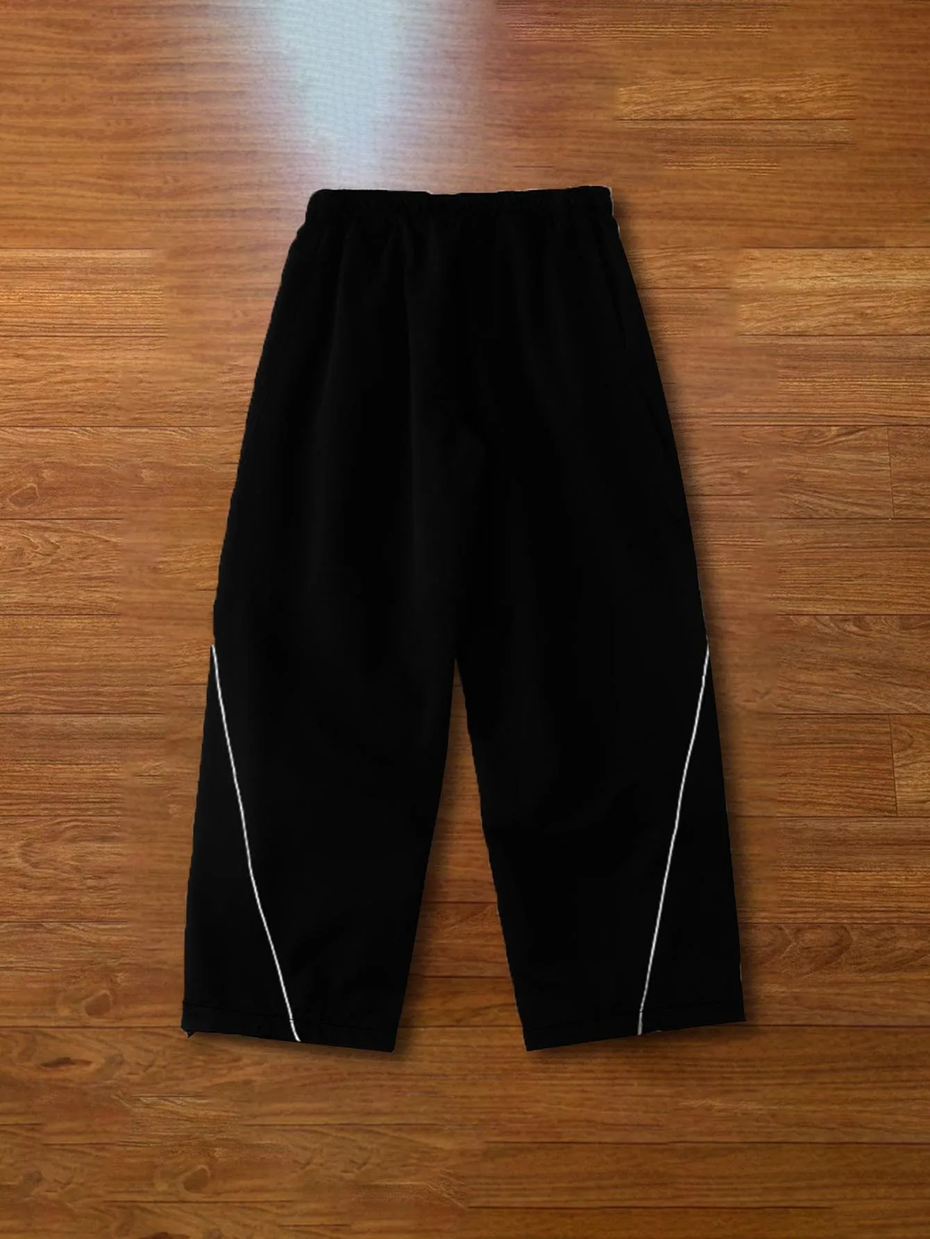 Y2K Side Diagonal White Stripe Wide Leg Sweatpants Elastic Waist Loose Straight Trousers
