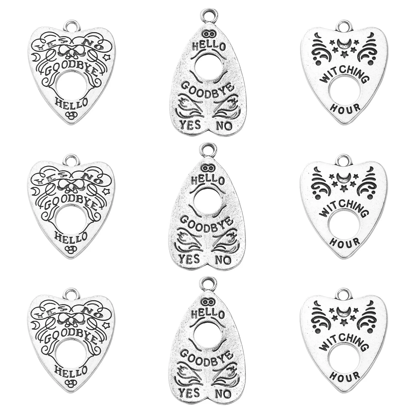 30Pcs 3 Styles Tibetan Style Religious Charms Heart Shape  with Word Charms Theophany Theme Charms for DIY Jewelry Making