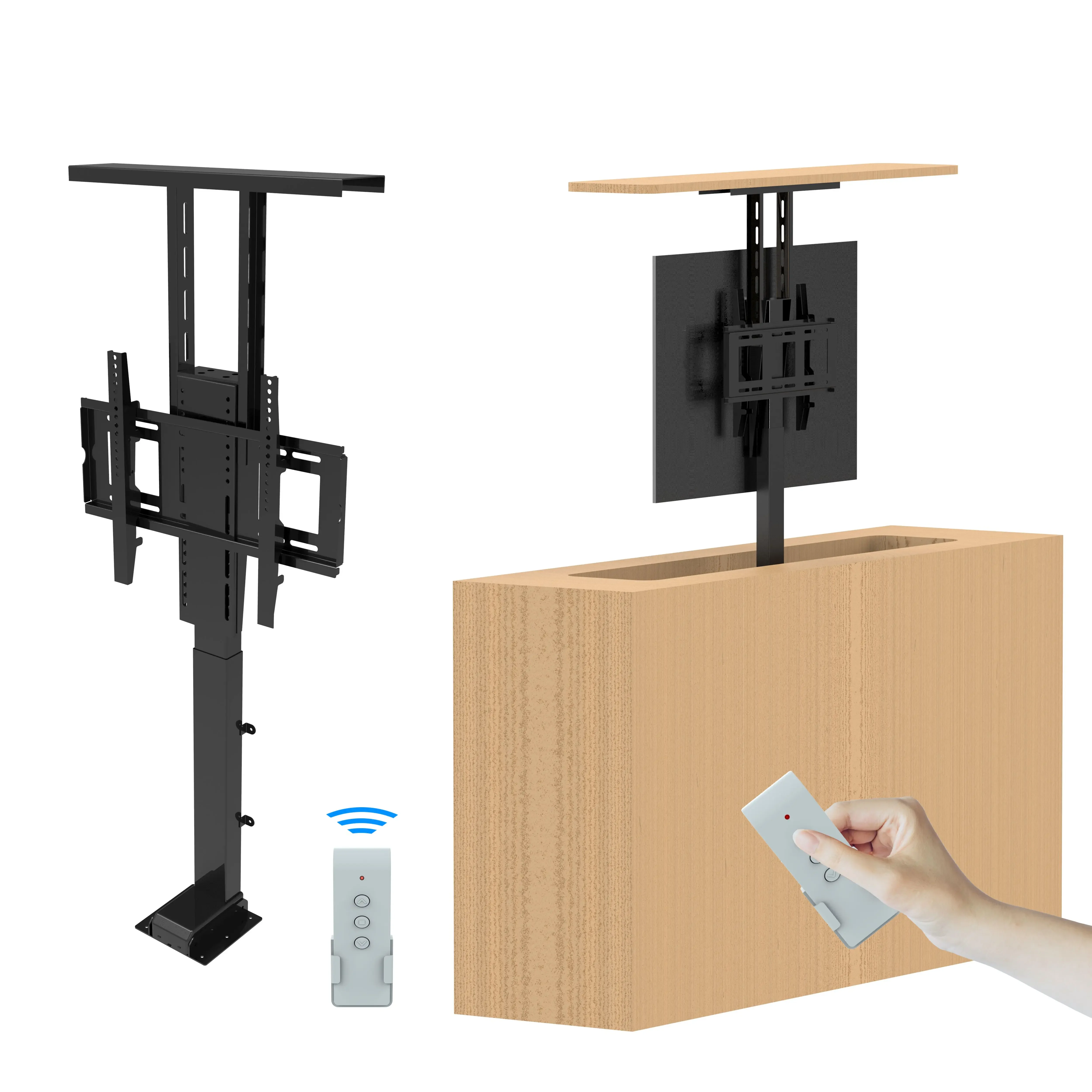 Compact electric automatic TV lifting platform with remote control