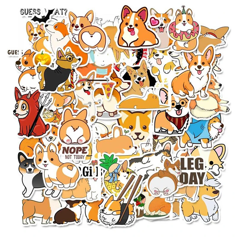LL-086# 50/PCS Cute cartoon corgi sticker PVC sticker Art Crafts collection Gift wall Design sticker Graffiti Stickers