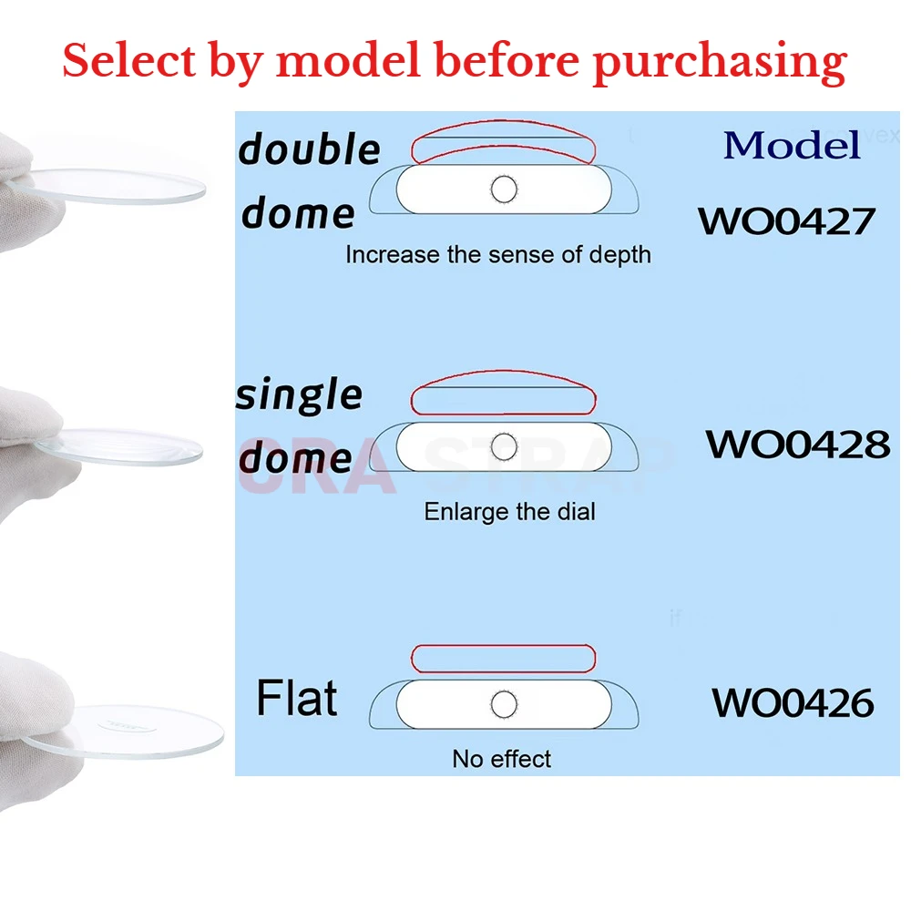 1.2mm Double-Domed Blue Coating Watch Crystal Diameters 28mm - 38.5mm Replace Glass Transparent 29mm 30mm 31mm 32mm 34mm 36mm