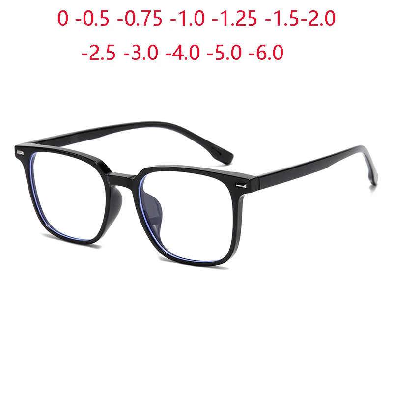 

1.56 Aspheric Blue Light Blocker Square Myopia Spectacles Women Men TR90 Prescription Glasses With Cylinder 0 -0.5 -0.75 To -6.0