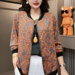 Vintage Printed O-Neck Zipper Loose Floral Shirt Women Clothing 2023 Autumn New Oversized Casual Tops Commute Blouse