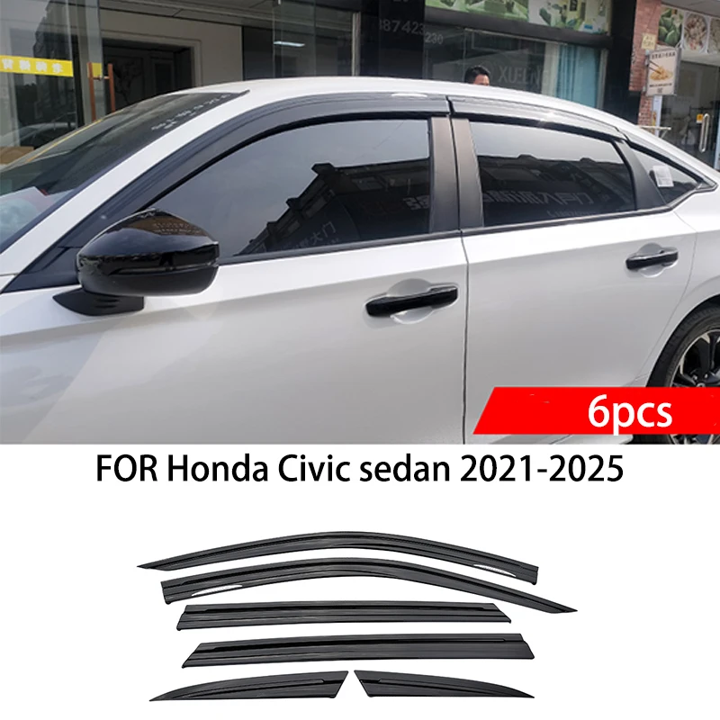 

Автомобильные аксессуары, подходят для Honda Civic седан 2021-2025, ABS, черный, водонепроницаемый, для дверей, окон, козырек, вентиляционные шторы, защита от солнца и дождя, 6 шт.