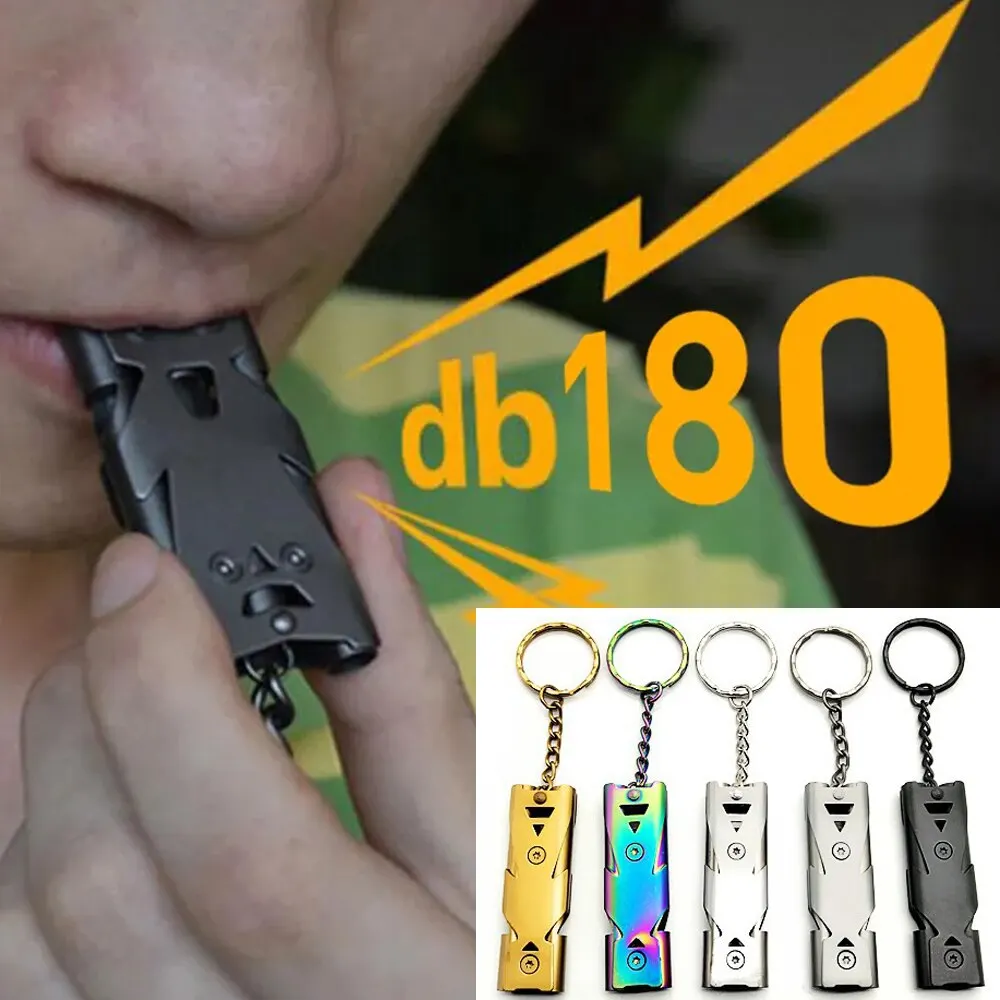 Podwójny gwizdek rurowy brelok do kluczy z ozdobą wysoki decybel przenośny Outdoor Survival awaryjne narzędzie kempingowe wielofunkcyjny gwizdek 1PC
