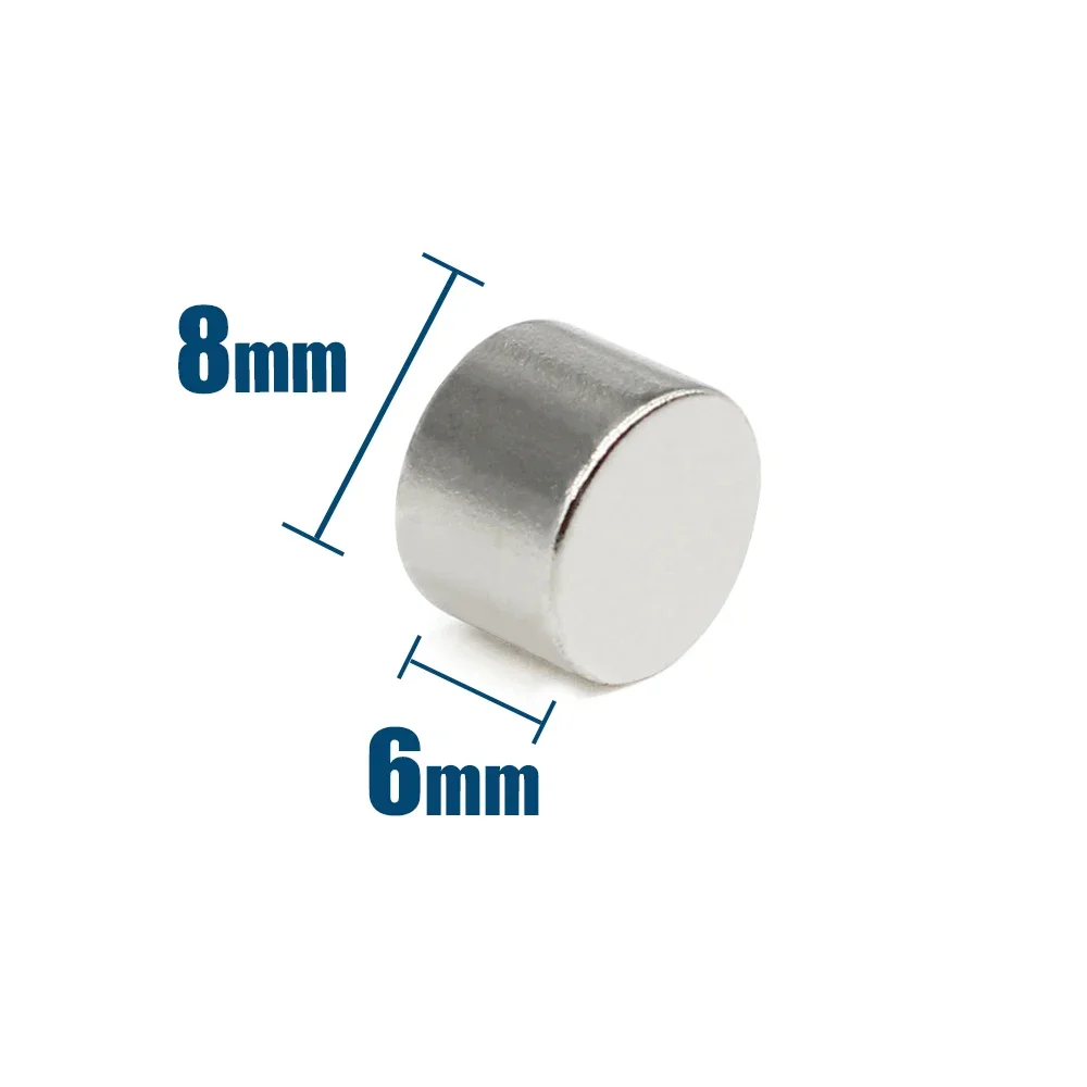 Dia.=8mm Round 8x6mm Neodymium Magnet Neodymium N35 Super Strong Custom Refrigerator Magnet Design Fishing Magnet