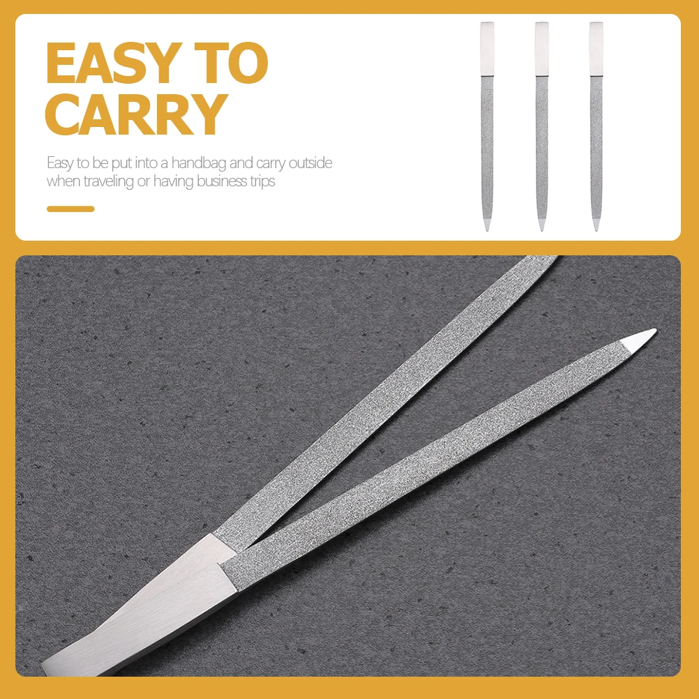 

3Pcs Nail File Practical Stainless Steel Double Side Nail Trimming Files Manicure Tools for Home Salon Use Fast Polishing