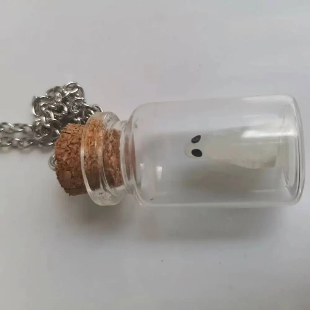 Gift Glass Tiny Ghost in A Bottle Necklace Resin Noctilucent The Adopt a Ghost Necklace Glow Ghost Pendant Women