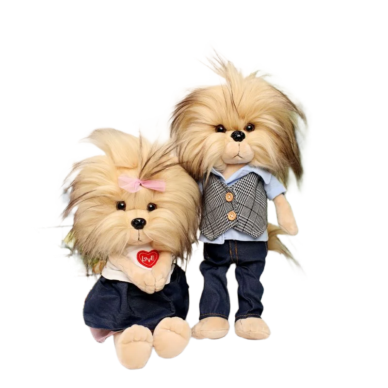 Britain Kawaii 40cm Puppy Yorkshire Plush Toy Wearing Couple Clothing Little Cartoon Simulated Dog Girl Heart Baby Birthday Gift