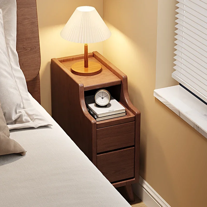 20cm bedside table modern simple simple all solid wood bedside storage rack sandwich small storage cabinet 30CM