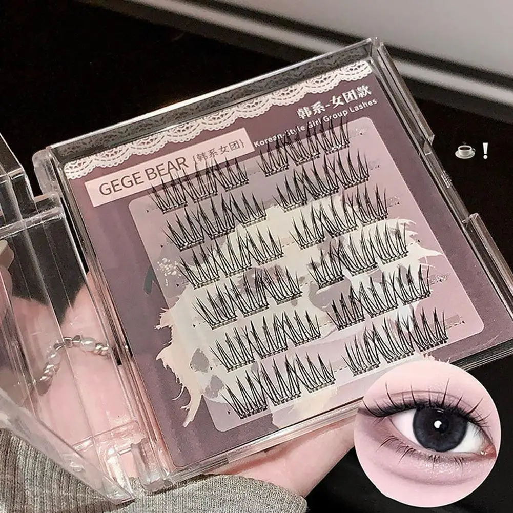 6種類の自己接着性接着剤不要つけまつげ DIY フォックスアイ効果 厚く長いセグメント化されたまつげ 再利用可能なふわふわナチュラルまつげ