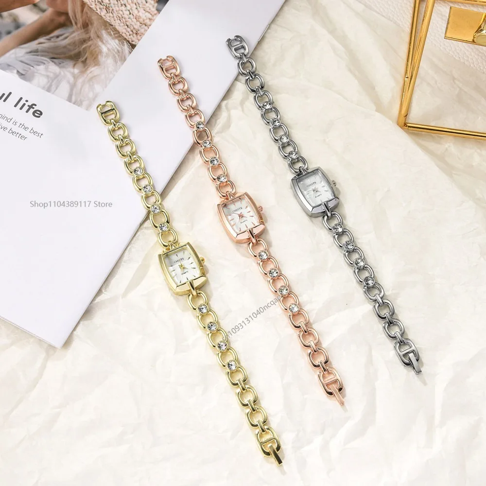 Minimalist Square Dial Chain Strap Delicate High-Value Vintage Quartz Watch for Teenage Girls and Young Women 시계