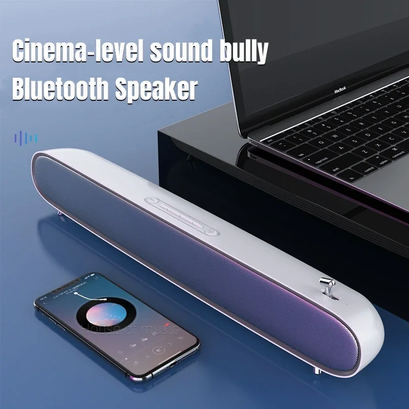 Portable Wireless BT Speakers 360 Surround Sound Double Horn Sound Bar for Aux 3.5mm Computer TV Cinema-Grade Sound Experience