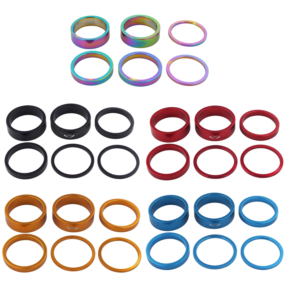 

6Pcs Bike Headset Stem Spacers 2/5/10mm Bicycle Headset Spacer Bicycle Front Fork Stem Spacers Kit for 28.6mm Front Fork Bike