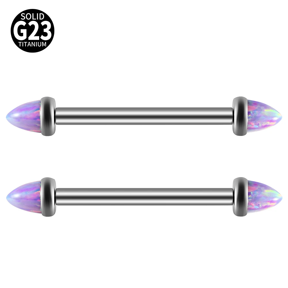 1Pair G23 Titanium Nipple Piercing 14G 16mm Straight Breast Rings Barbells Opal Zirconia Nipple Piercing Jewelry for Women Men image 3