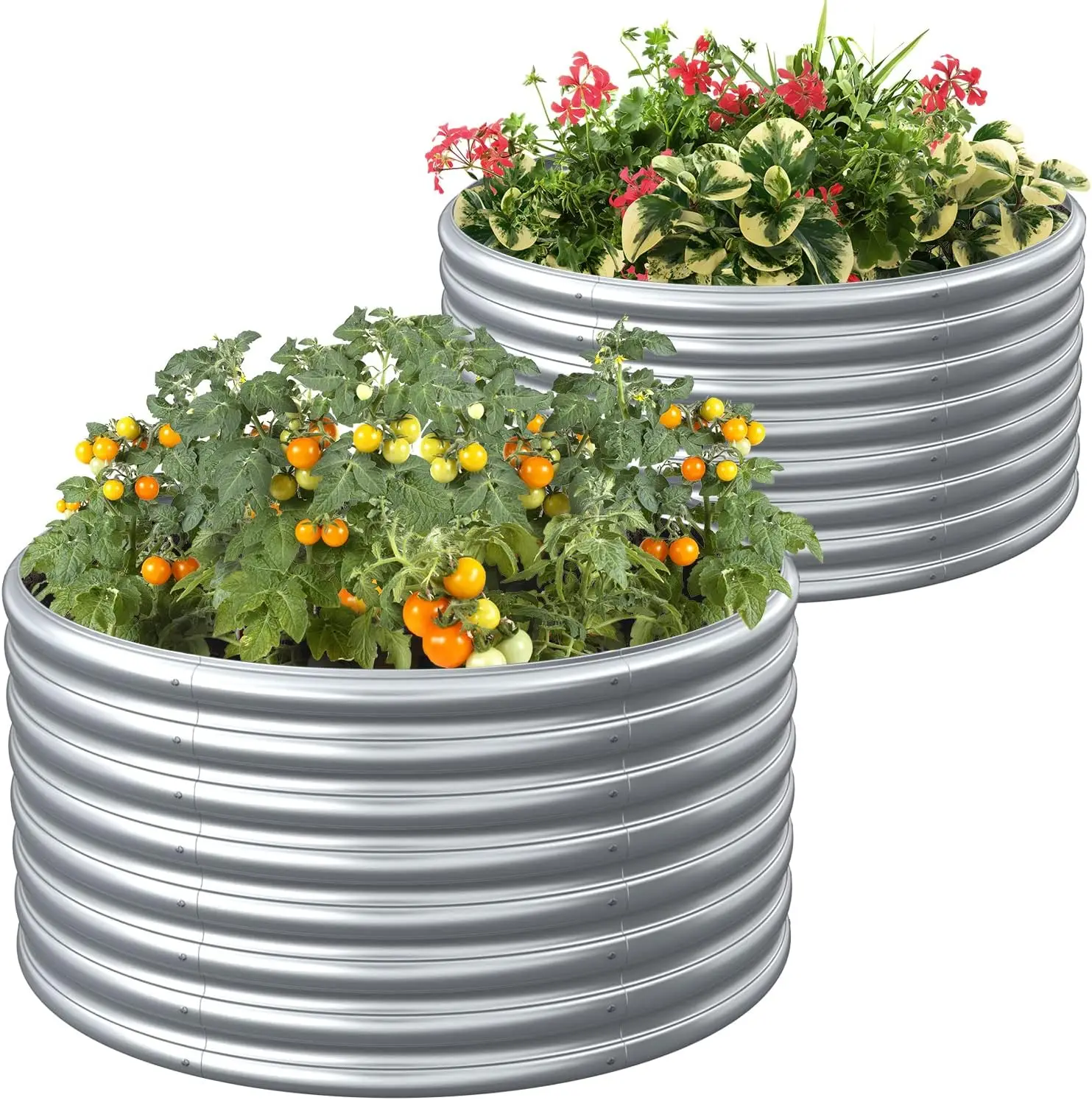 

FRIZIONE 2-Pack 3x2FT Tall Round Raised Garden Bed for Vegetables, Outdoor Garden Raised Planter Box, Backyard Patio Planter