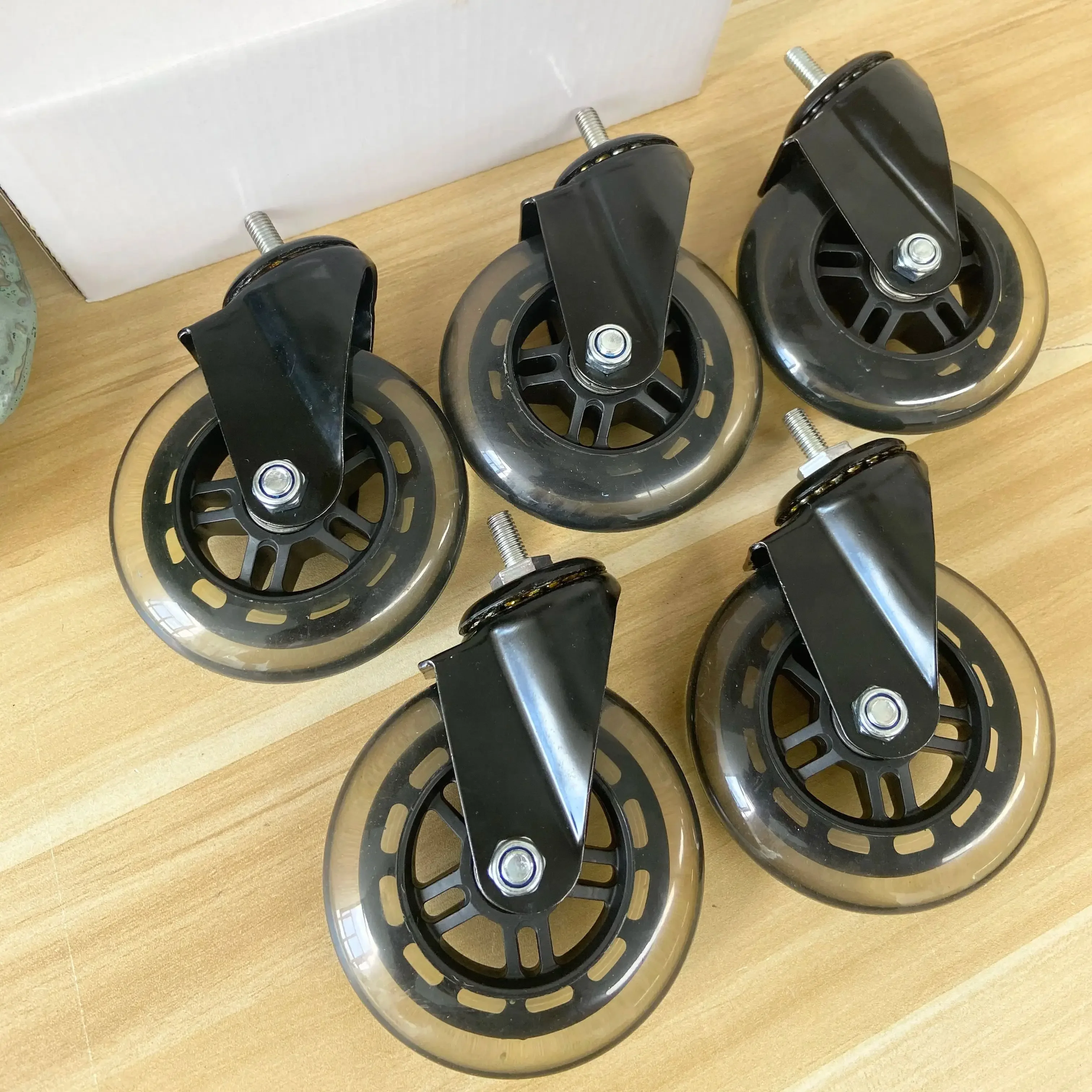 5 Pcs 4 inch M8x17mm Caster Circlip Polyurethane Universal Furniture Wheel Skateboard Car Torsion Transparent Roller