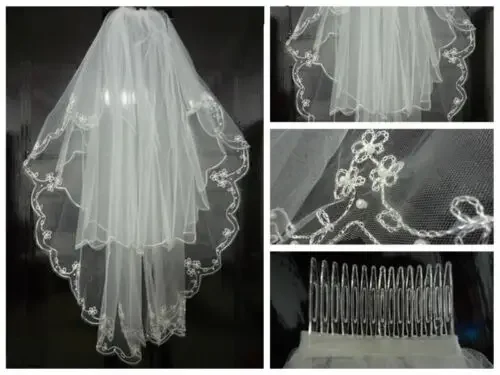 

New White Ivory Short Elbow Bridal Wedding Prom Veil With Comb 2023