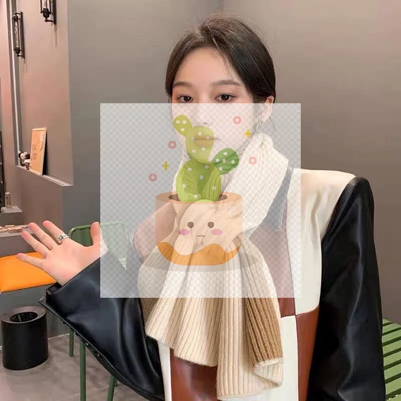 1 bufanda tejida de estilo coreano, pañuelo para la cabeza para mujer, bufanda tejida, bufanda de punto cálida multifuncional